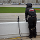 Brehanna Daniels waiting behind pit wall during the NASCAR Xfinity Series race at Texas Motor Speedway in April 2018.